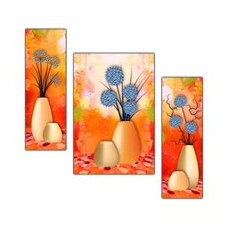 PnF Orange & Blue 3 Pieces Wooden Floral and Botanical Wall Art-image-68