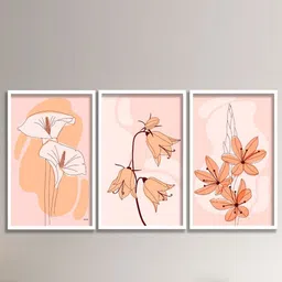 SAF Pink & Peach-Coloured 3 Pieces Modern Boho Wall Art-30