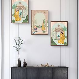 999Store Green & Yellow 3Pcs Other Wall Paintings-21