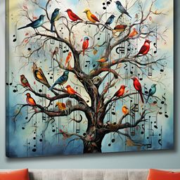 SAF White & Blue Wooden Birds and Animals Wall Painting-58
