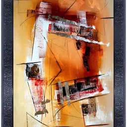 PnF Black & Orange Glass Abstract Wall Painting-50