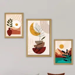SAF Beige & Brown 3 Pieces Painting Wall Art-11