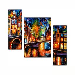 PnF Blue & Red 3 Piece Wooden Abstract Wall Paintings-image-50
