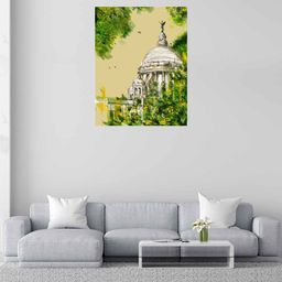 RANGOLI Green & Beige Victoria Memorial Wooden Wall Art-image-95