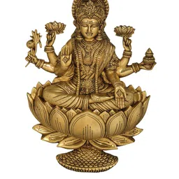 Exotic India Gold-Toned Treasured Goddess Lakshmi Wall Decor-picture-36