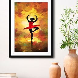 999Store Yellow & Red Dancing Lady Painting Printed Framed Wall Art-image-88
