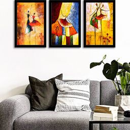 WENS Set Of 3 Multicoloured Ballerin Wall Art Paintings-44