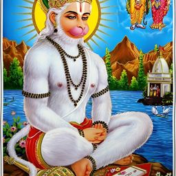 Wallpics White & Blue Hanuman Ji Printed Religious Waterproof  Wall Poster-image-68