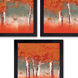 PnF Black & Red 3 Pieces Wooden Floral and Botanical Wall Arts-10