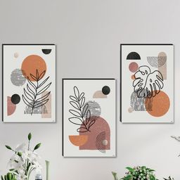 SAF Grey & Brown 3 Pieces Printed Framed Wall Art-17