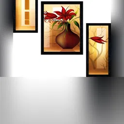 PnF Brown & Red 3 Pieces Floral & Botanical Painting Wall Arts-image-27