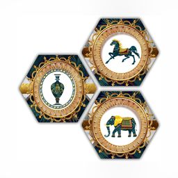 PnF Gold Toned & White 3 Pieces Birds And Animals Wall Arts-picture-7