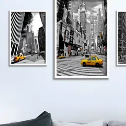 Aura White & Black 3 Pieces Paper Wall Paintings-image-58