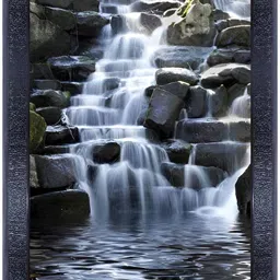 PnF Black & White Waterfall Wooden Painting Wall Art-40