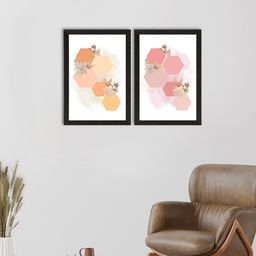 eCraftIndia Set Of 2 Abstract Satin Matt Texture UV Framed Wall Arts-25
