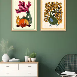 Aura White & Orange 2 Pieces Painting Wall Arts-picture-10