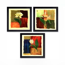 PnF Black & Red 3 Piece Wooden Floral and Botanical Wall Art-33