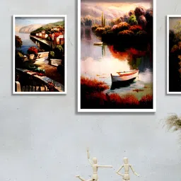 Aura Blue & Red 3 Pieces Wall Painting Art-image-59
