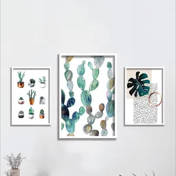 SAF White & Green 3 Pieces Modern Art Painting Framed Wall Art-image-66