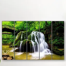 SAF Green & White 5 Pieces Large Panel Painting Wall Arts-34