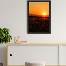 eCraftIndia Orange & Brown Hill Sunrise UV Art Painting-41
