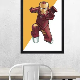 Gallery99 White & Maroon Iron Man Kids Textured Paper Framed Wall Art-23