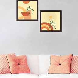 WENS Set Of 2 Yellow & Brown Modern Nature Printed Framed Wall Art-32
