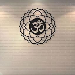 ARTROOMS Black OM Lotus Textured Metal Wall Decor-picture-28
