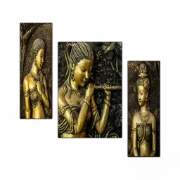PnF Gold-Toned & Black 3 Pieces Abstract Wooden Paintings Wall Art-image-58
