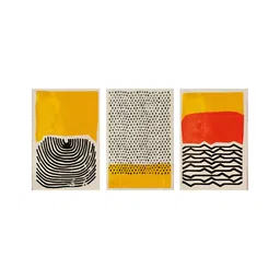 999Store Yellow & Beige 3 Piece Canvas Paintings Wall Art-picture-39