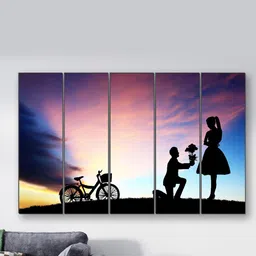 SAF Blue & Black 5 Pieces UV Textured Couple Painting Wall Art-16