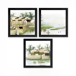 PnF Black & White 3 Pieces Paper Abstract Wall Arts-image-13
