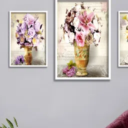 Aura Yellow & Purple 3 Pieces Floral and Botanical Wall Arts-image-13