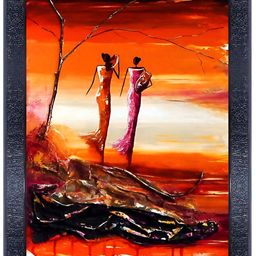 PnF Black & Orang Wooden Abstract Painting Wall Art-image-35