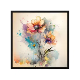999Store Cream-Coloured & White Canvas Floral and Botanical Painting Wall Art-picture-13