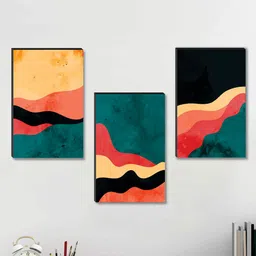 SAF 3 Piece Orange & Black Abstract Painting Framed Wall Art-image-22