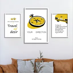 Aura White & Yellow 3 Pieces Wall Arts-picture-17