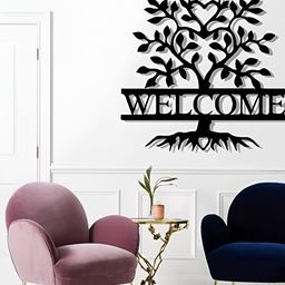 ARTROOMS Black Welcome Tree Metal Wall Hanging-picture-25
