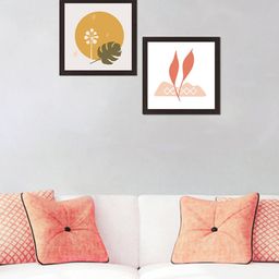 WENS Set of 2 White & Yellow  Morden Boho Art Wall Art-21