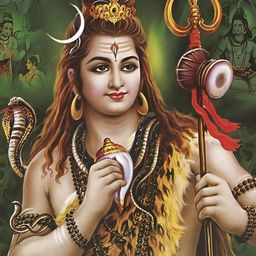 British Terminal Black & Green Mahadev Religious Wall Painting-image-67
