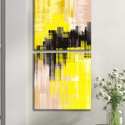 Art Street 2-Pc Yellow & Black 2 Pieces Luxury Stretched Canvas Painting Wall Arts-20