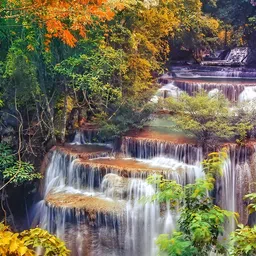 Wallpics Green & White Nature Waterfall Printed Wall Poster-picture-3