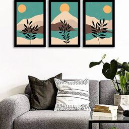 WENS Set Of 3 Multicoloured Trendy Wall Art Paintings-58