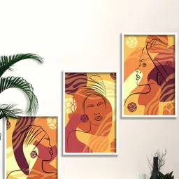 SAF 3 Pieces Orange-Color Modern Boho Painting Wall Arts-image-94