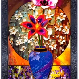 PnF Black & Red Floral and Botanical Wooden Painting Wall Art-image-50