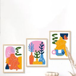 SAF Pink & Orange 3 Pieces Modern Painting Framed Wall Art-7