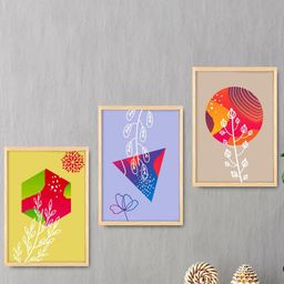 SAF Yellow & Blue 3 Pieces Modern Wall Art-image-37