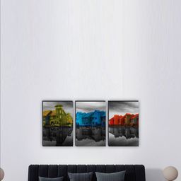 SAF Black & Blue 3 Pieces Painting Waterproof Wall Art-19
