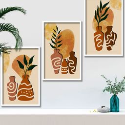 SAF White & Beige 3 Pieces Modern Boho Painting Wall Art-image-82
