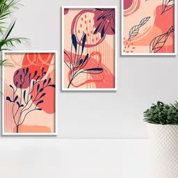 SAF 3 Pcs Orange & Pink Modern Art Framed Wall Art-0